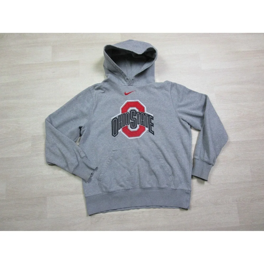 Vintage Ohio State Buckeyes Nike Center Swoosh Hoodie Men's (L) Gray Sweatshirt